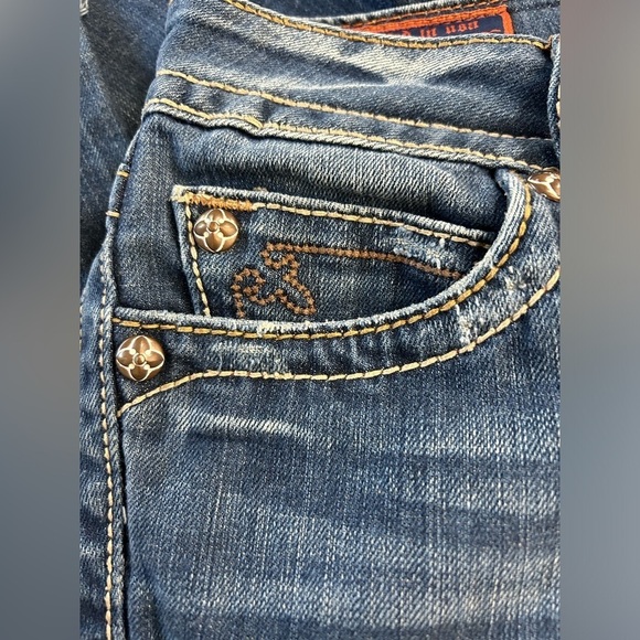 ROCK‎ REVIVAL WOMEN'S NOELLE BOOT CUT JEANS SIZE 30 FRAYED HEAVY STITCHING - Picture 10 of 16